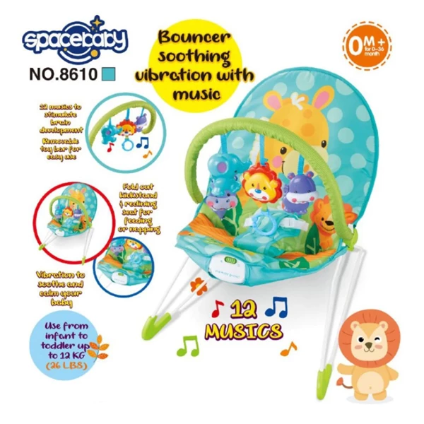 SpaceBaby Bouncer Manual Baby Swing with Musical Vibration SB 8610